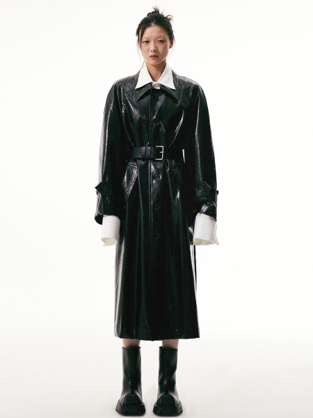 レトロセーフティカラーレザーウインドブレーカー