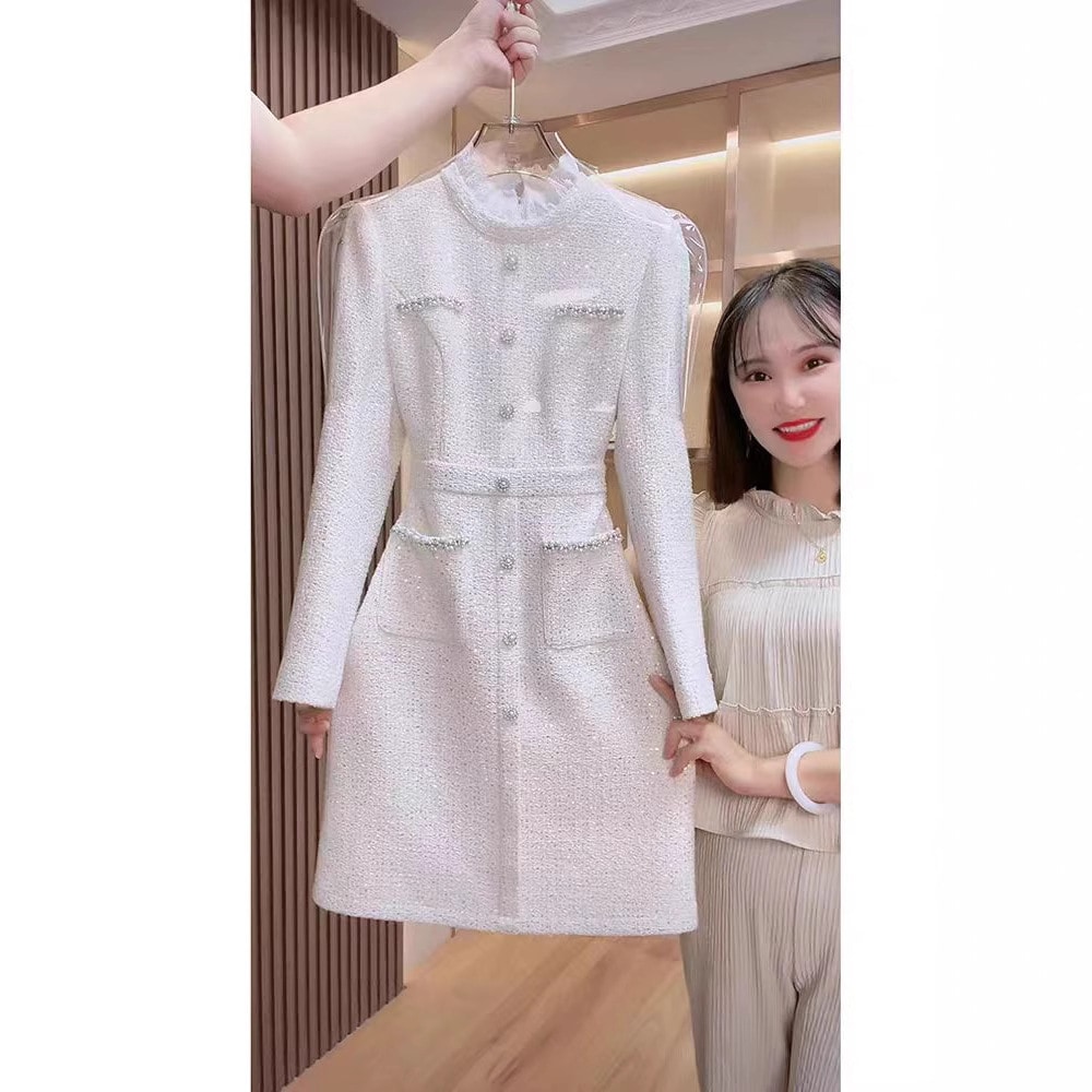 冬の上流階級穏やかなドレスフランスの気質女神スタイルハイエンドセンス重要な機会小さなドレス