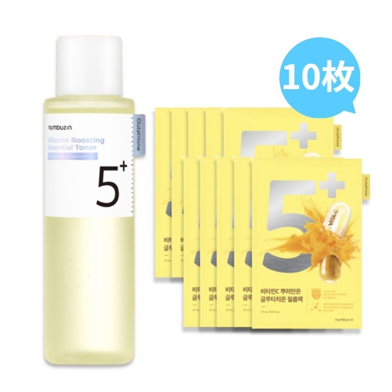 【2種セット】5番 白玉点滴グルタチオンCトナー, 200ml + 5番 白玉グルタチオンCふりかけシートマスク(10枚)/5番セット