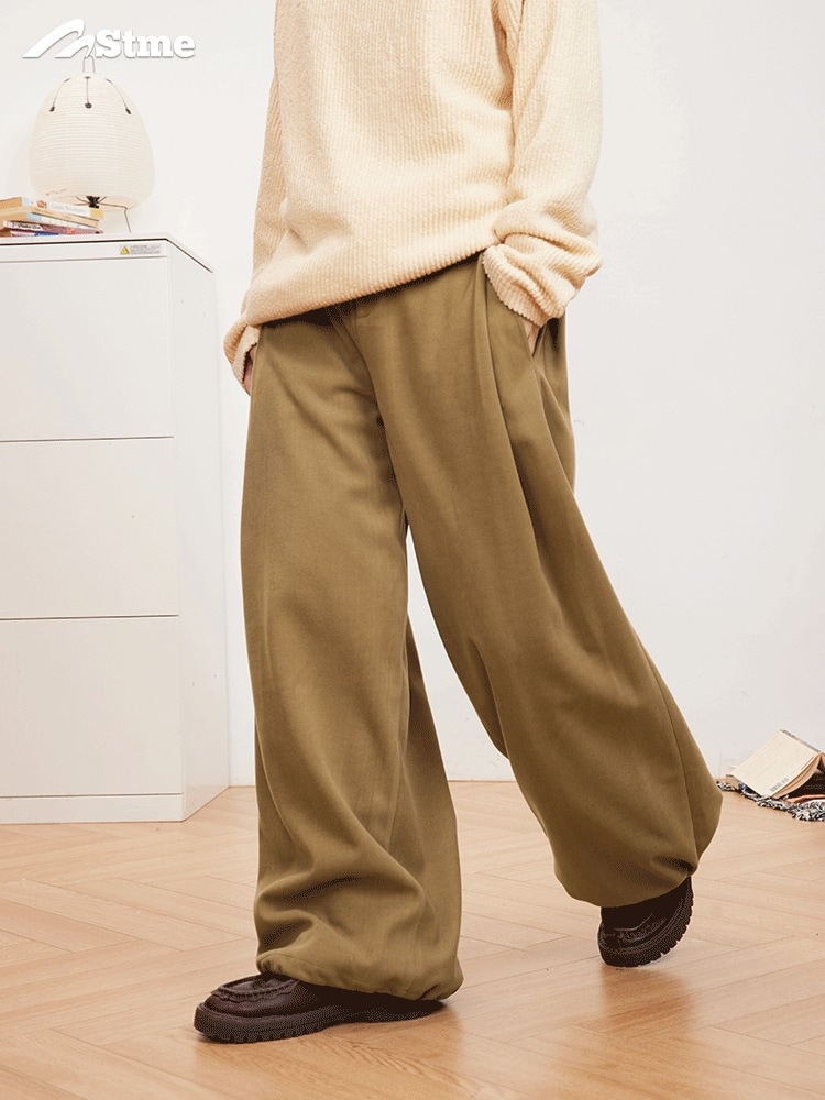 早乙女恵子 Saotome 日本のトレンドブランド ゆったりワイドシルエット ドレープウール素材 ドローストリングパンツ 8,209円