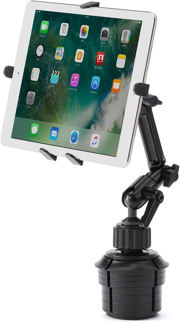 サンワダイレクト iPad タブレット 車載ホルダーアーム ドリンクホルダー設置 7～11インチ対応 iPad Air4 /iPad 第8世代 対応 200-CAR043