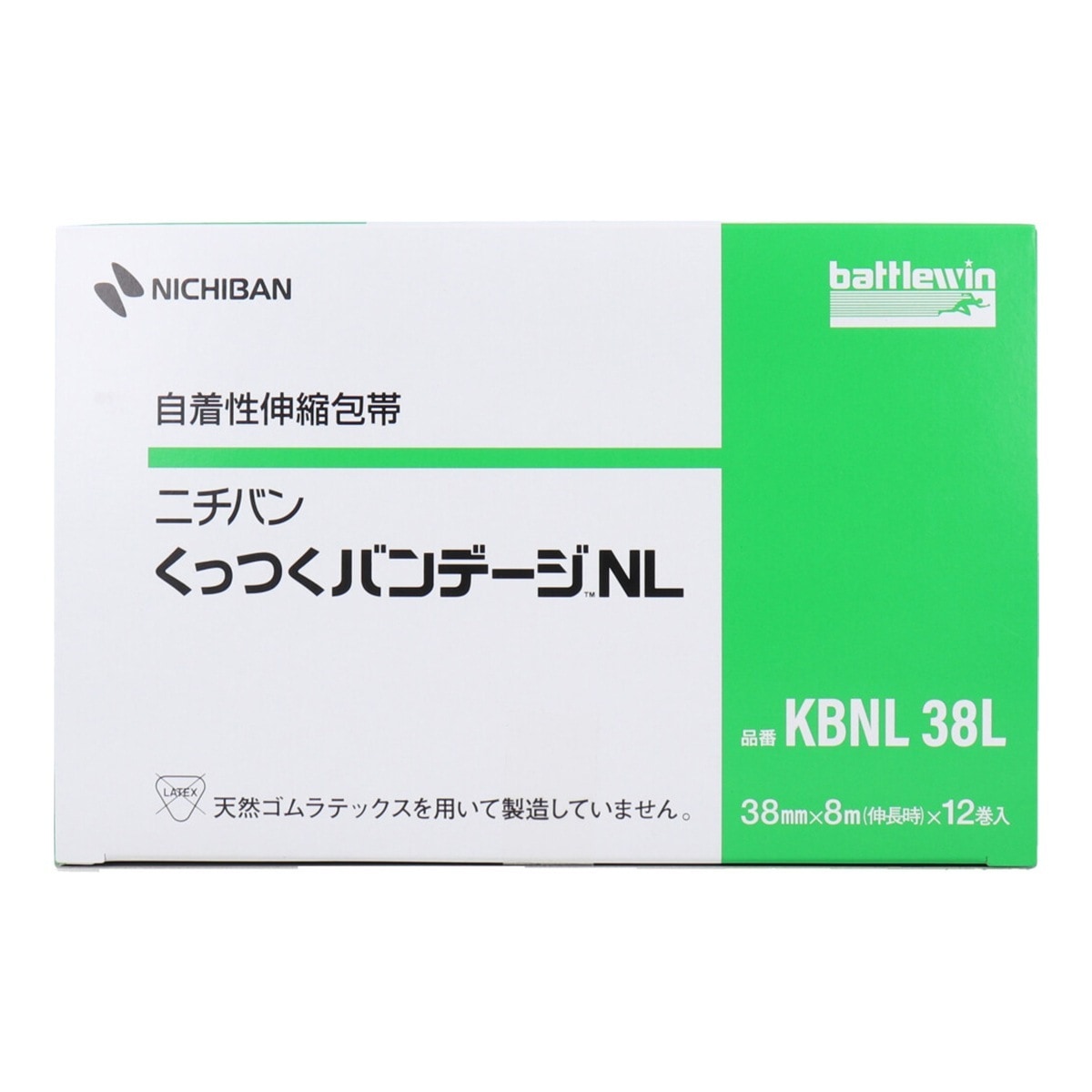 テーピングテープ ニチバン 自着性伸縮包帯 くっつくバンデージNL KBNL38L 38mmX8m 12巻入り