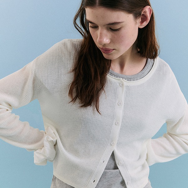 BASIC LINEN CARDIGAN WHITE