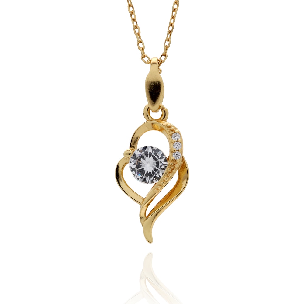 S925 ツイスト ハート ネックレス 金 [fhns017-gold]