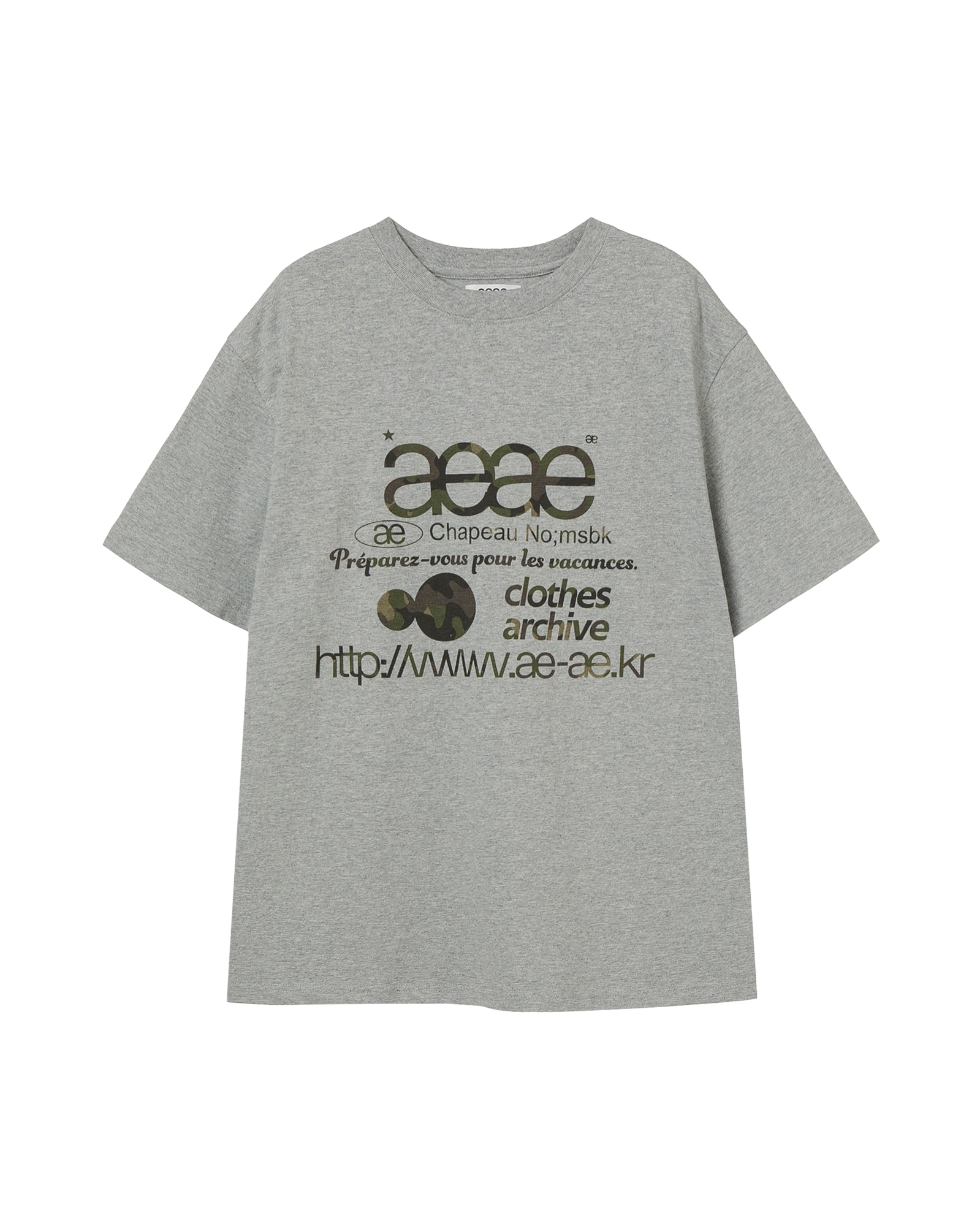 【aeae】 WEB LOGO T-SHIRTS : MELANGE GREY/CAMO 6,225円
