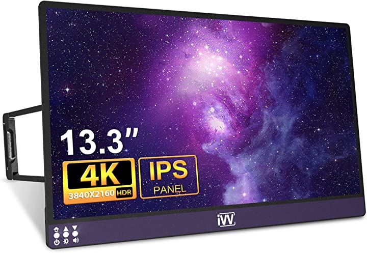 モバイルモニター 自立型 13.3インチ モバイルディスプレイ 4K 3840x2160 スマートフォン直連 IPS液晶パネル( 13.3ブラック, 13.3ブラック)