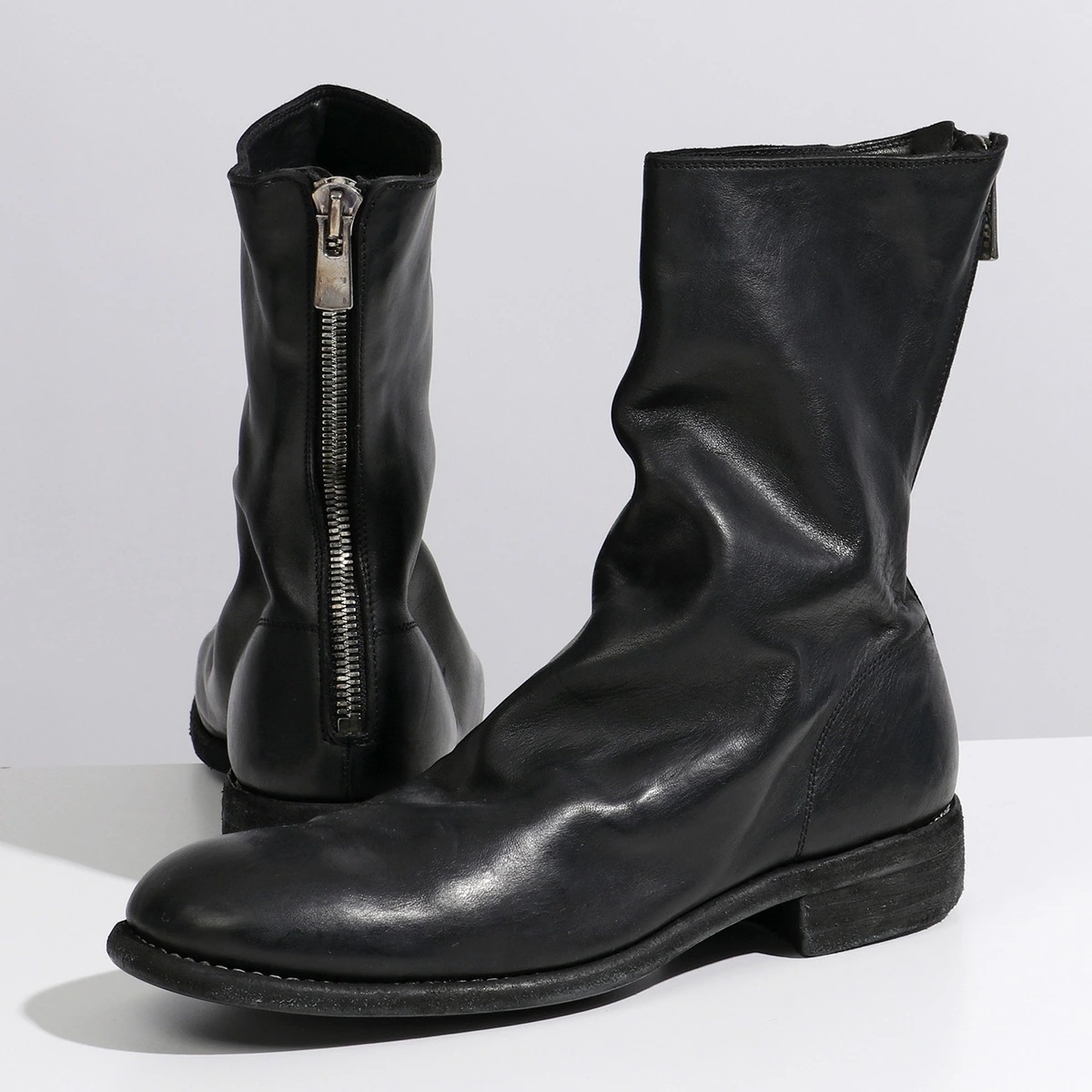 GUIDI グイディ バックジップブーツ 988 メンズ ホースレザー フルグレイン ミドル 靴 BLKT