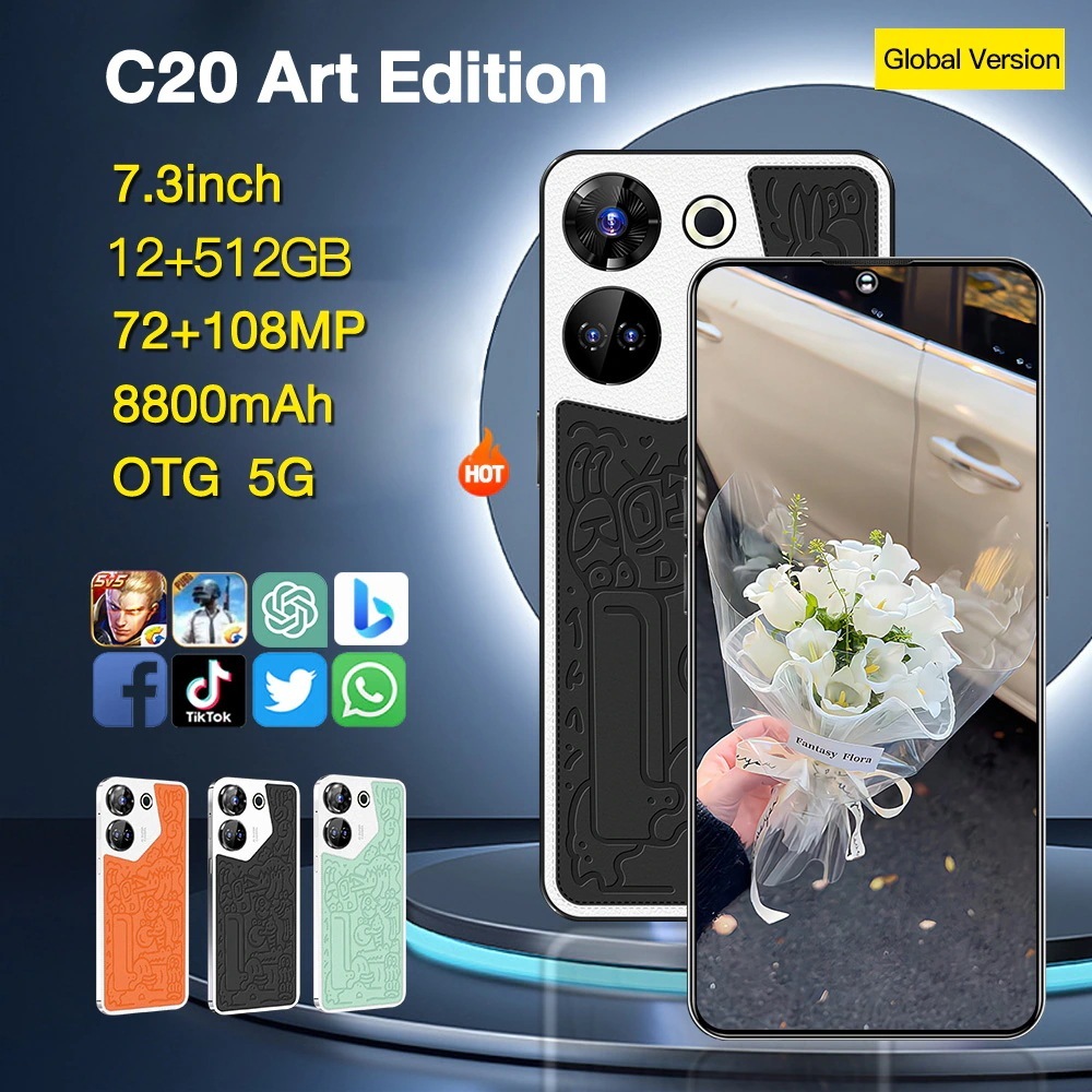 スマホ 本体 Android15 C20 Art Edition スマートフォン 7.3インチ 12+256GB 10000mAh 108MP デュアルカメラ コスパ最高 新品 2026