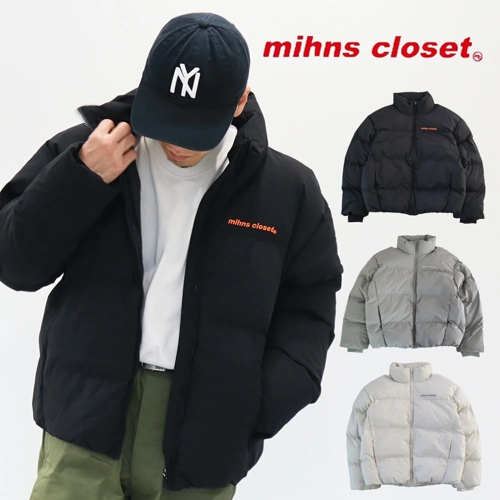 mihns closet 　ミンクロ　中綿ダウン ジャケット　パデッドショートブルゾン 　メンズ　レディース　ユニセックス　男女兼用 　アウター　ブルゾン　暖かい　秋冬