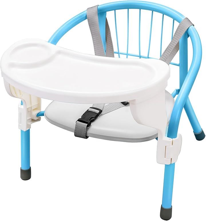 ベビーチェア テーブルチェア 豆イス 子供 赤ちゃん 音がならない 丈夫 安全ベルト 耐荷重15kg ローチェア キッズチェア お食事椅子 6ヶ月から3歳まで(ブルー)