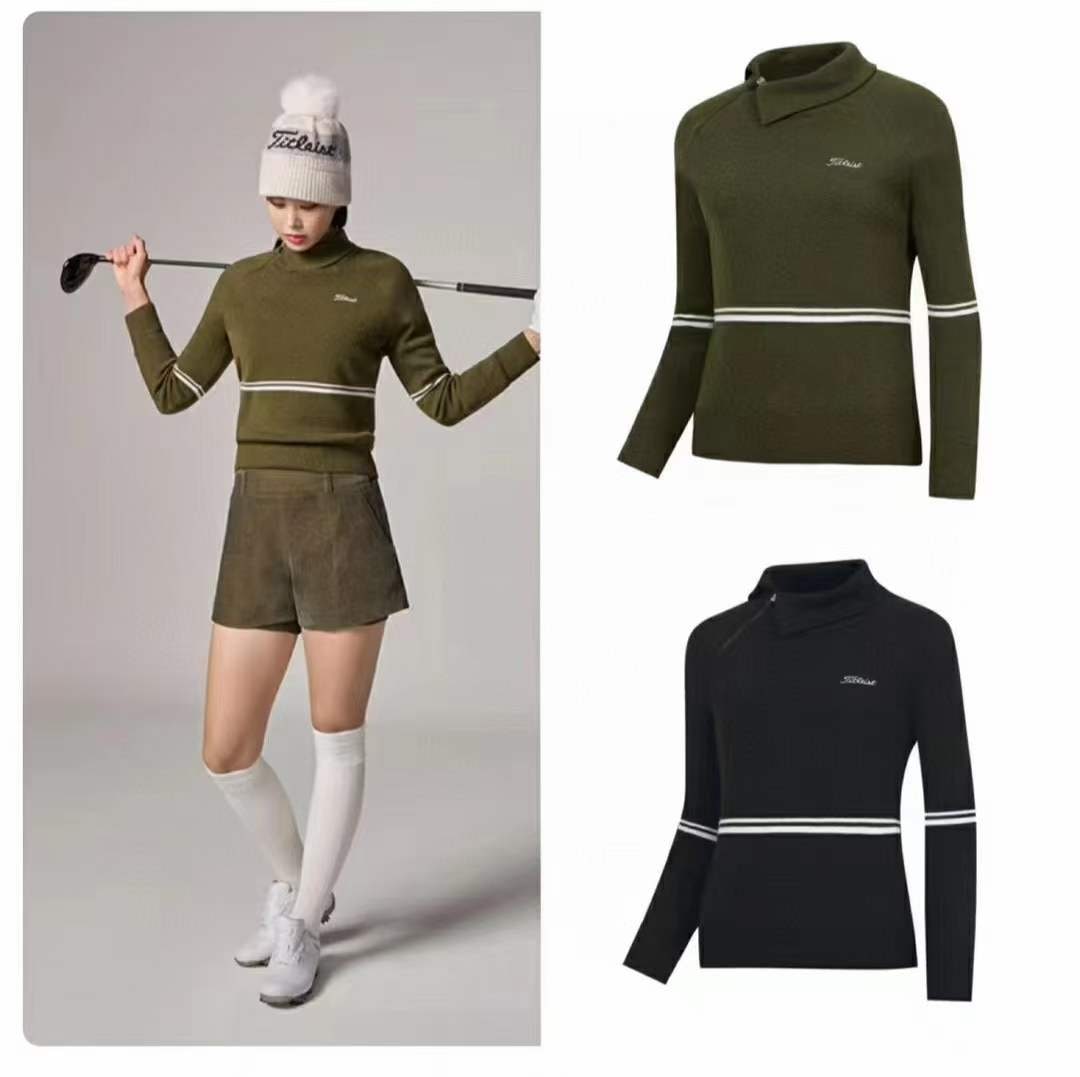 ゴルフウェア レディース ゴルフ 秋冬 長袖 ニット 2色 韓国百貨店販売中