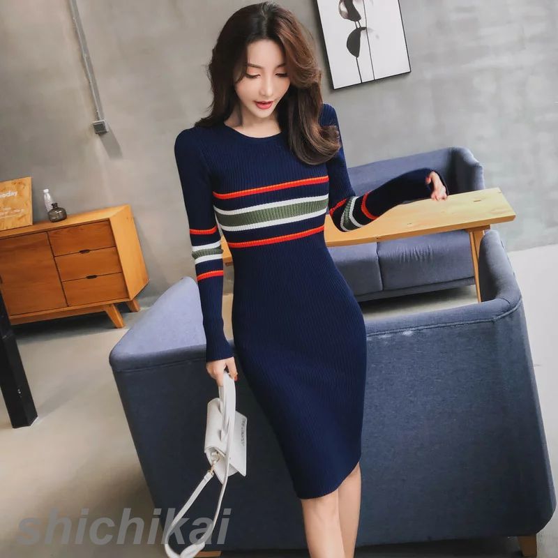 WILLS ワンピース お出かけワンピース レディースファッション THOM フリーサイズ タイトワンピース オフィスカジュアルワンピース OLワンピース 長袖 膝丈 Vネック タイトワンピース ニッ