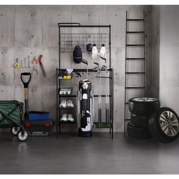 ラック 棚 ゴルフ用品 スポーツ用品収納 スチールラック シンプル ディスプレイラック 展示用什器 薄型 省スペース おしゃれ