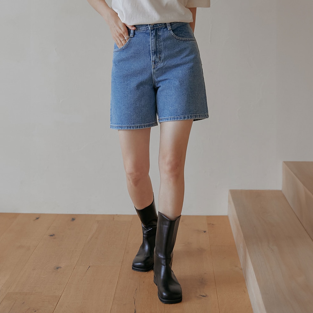 ウォッシュデニムショートパンツ