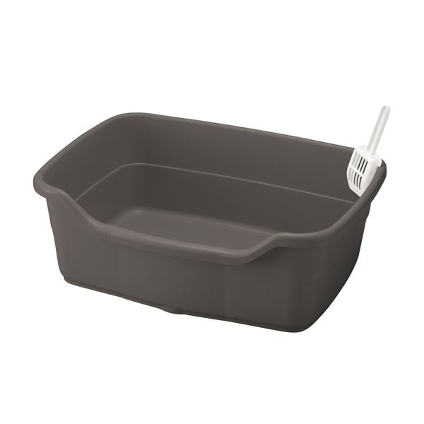 （まとめ） ラプレ ネコトイレ 深型 60 ダークグレー （猫用 ペット用品） (×2セット)