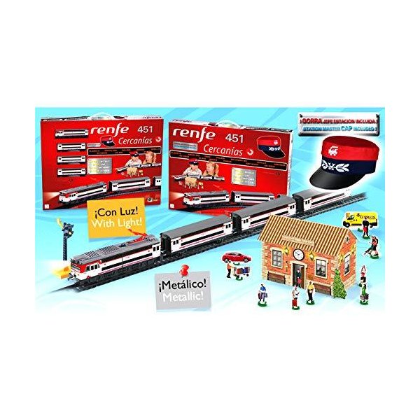 ONOGAL Electric train Toy RENFE Cercanias Locomotive with Light Rail Cars Rails figures and cap 685_