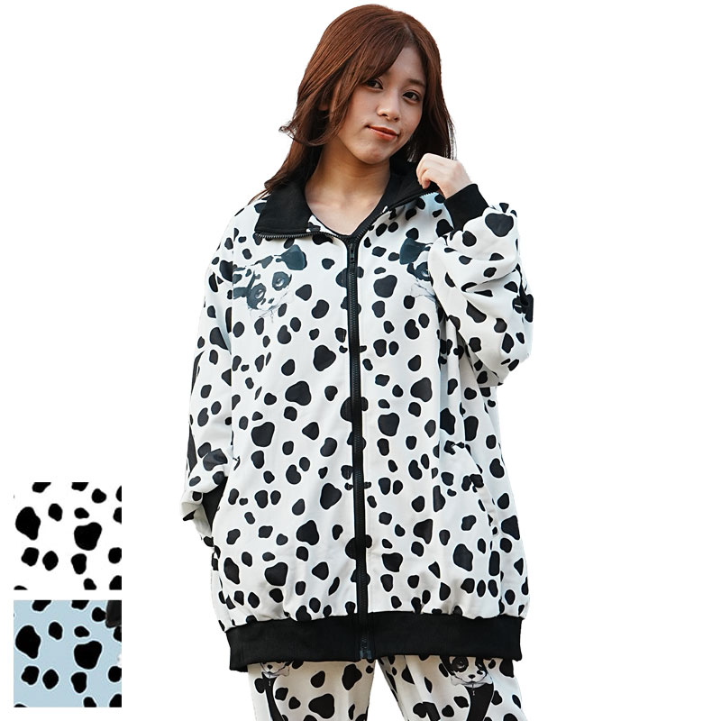 わんわん ジャケット ブルゾン 長袖 原宿 原宿系 ファッション 犬 いぬ ダルメシアン ドット 総柄 パンク ロック jr-566-130