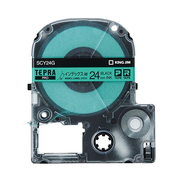(まとめ) キングジム テプラ PROテープカートリッジ インデックスラベル 24mm 緑/黒文字 SCY24G 1個 (×10セット) 10,240円