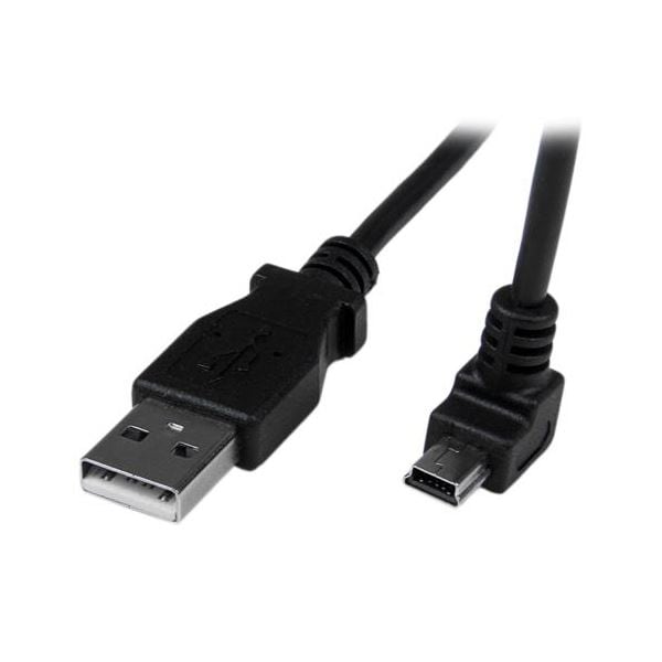 （まとめ） StarTech.com USB2.0ケーブル 2m Type A（オス）-ミニB（オス）L型下向き ブラック USBAMB2MD1本 [x5セット]