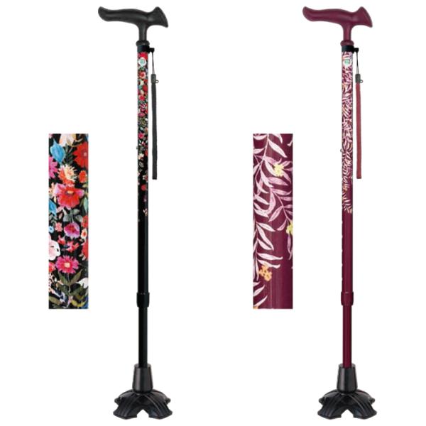 杖 4点杖 伸縮式 おしゃれ 女性 レディース 介護 ステッキ 軽い 使いやすい 安定感 便利 歩行 補助 腰 負担軽減 膝 ひざ 敬老の日 誕生日 プレゼント 贈り物
