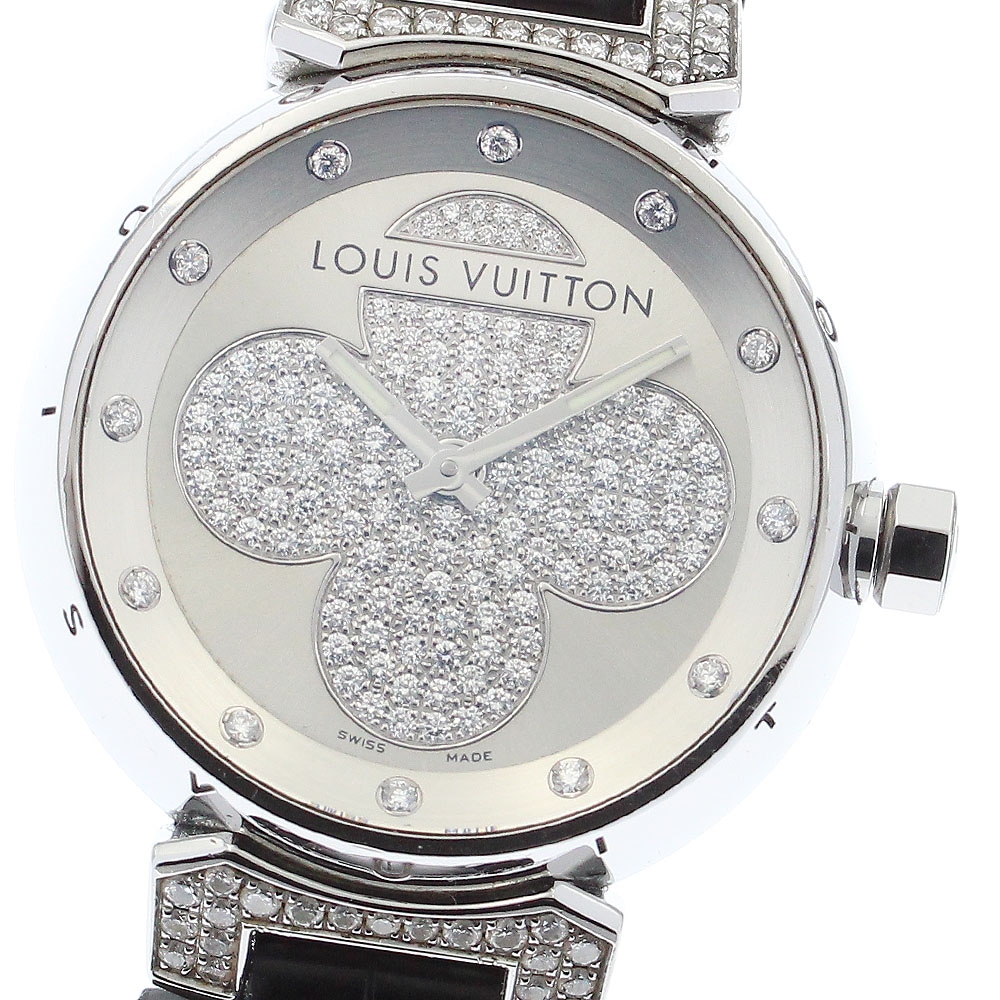 ルイ・ヴィトン LOUIS VUITTON Q131P タンブール フォーエバー ダイヤモンド クォーツ レディース 箱付き_878156【中古】