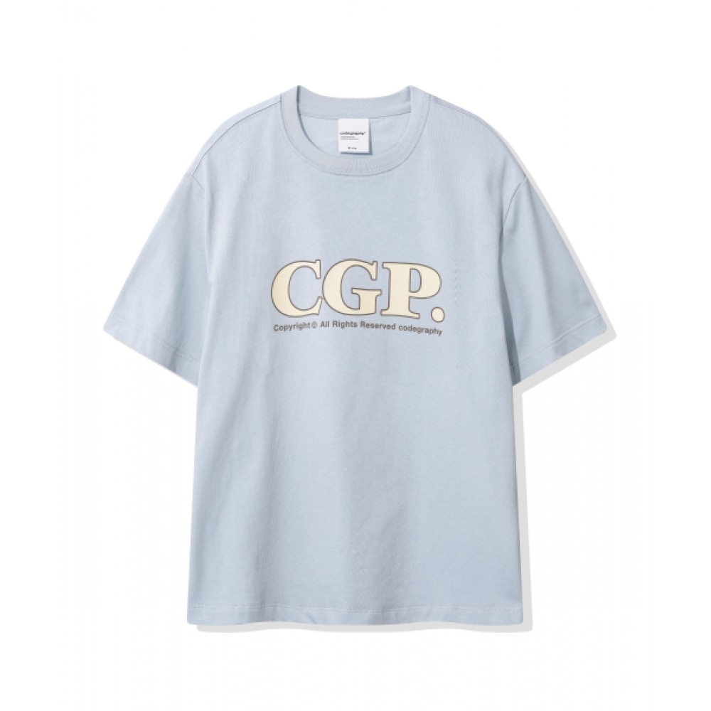 CODEGRY (女性) シンプルスクエア半袖Tシャツ_スカイブルー