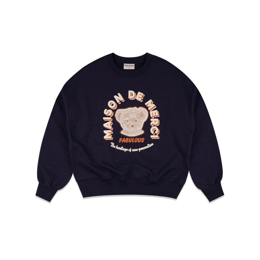 ファビュラスアーカイブレディースキュートベアフレンズエンボスロゴクロップスウェットシャツネイビー (FCE1TS308W)