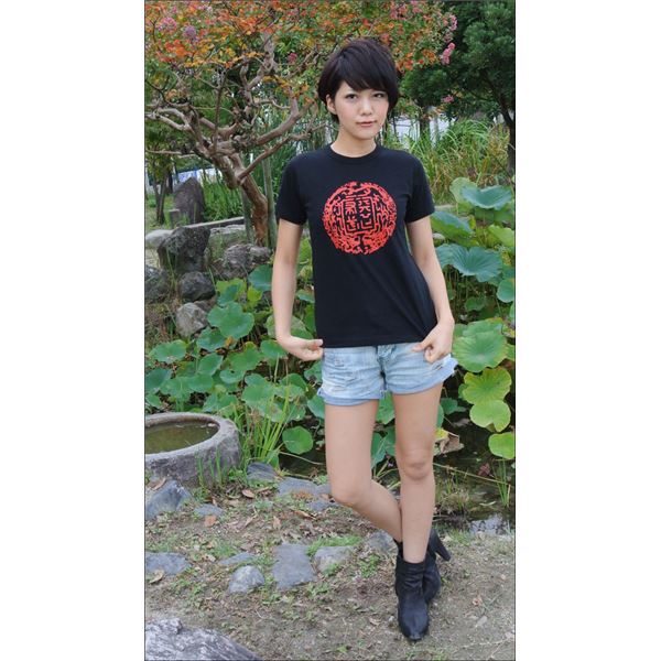 戦国武将Tシャツ (織田信長 復刻版) Sサイズ 半袖 ブラック(黒) (Uネック おもしろ)