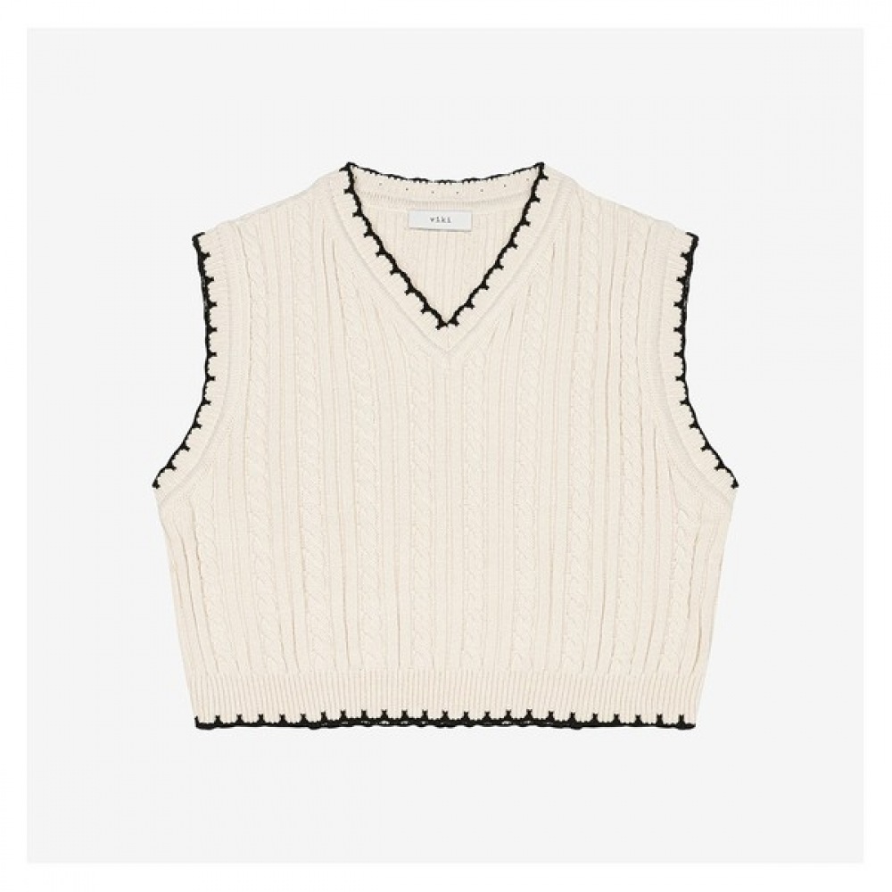 [ヴィッキー] ケーブルニットカラー Vネックベスト（TKVCB2938）