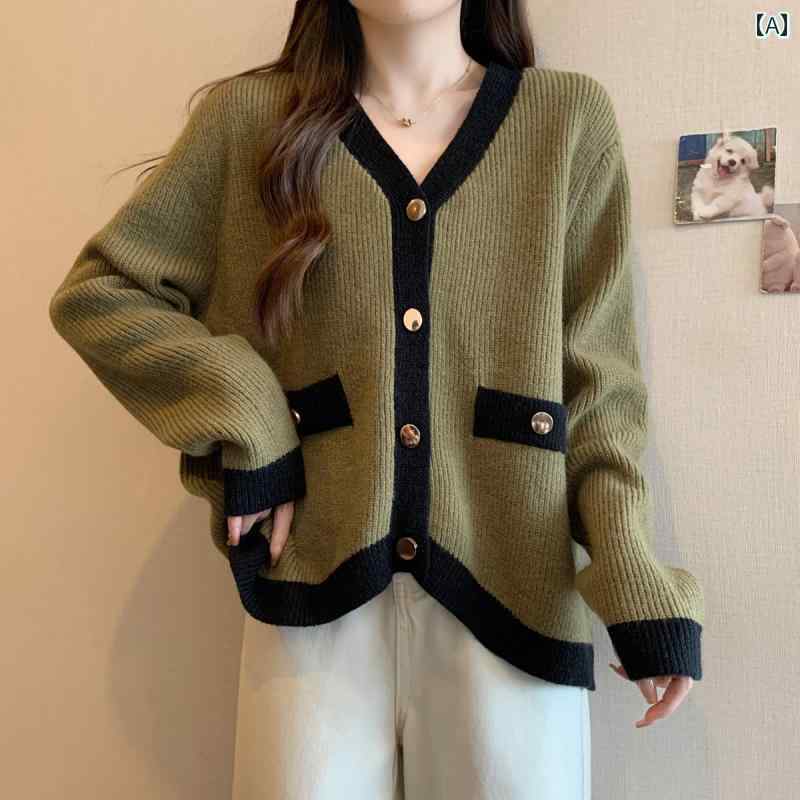 プラス サイズの 秋と 冬の 痩 身 怠 惰な スタイル ニット セーター カーディガン コート 脂肪 ミリメートル 女性の ための 韓国 スタイル ルーズ小さな 香りの トップ