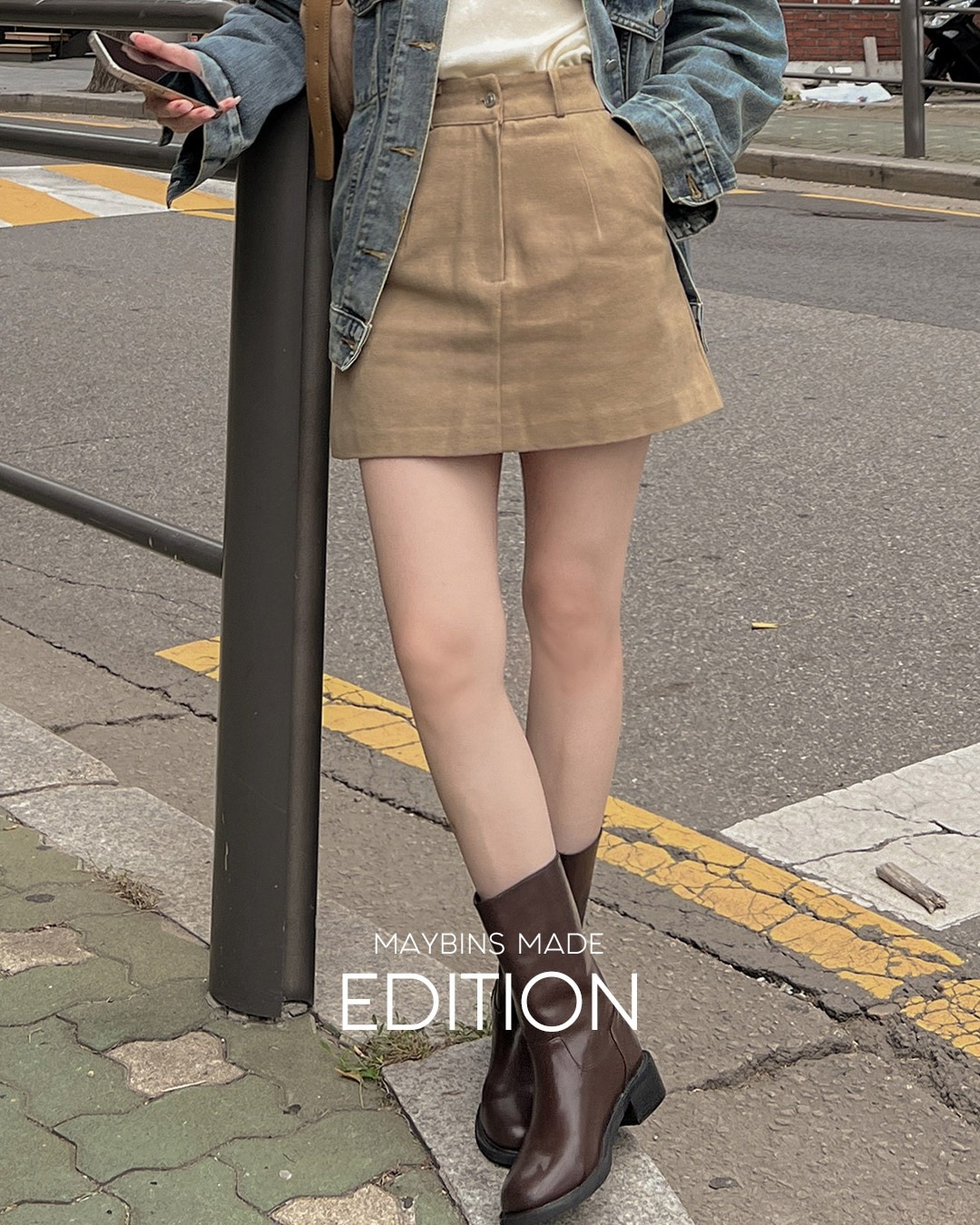 Aラインコットンミニスカート韓国ファッション レディース