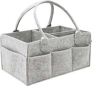 オムツストッカー 収納ケース ベビー用品 小物入れ ライトグレー フェルト素材(ライトグレー