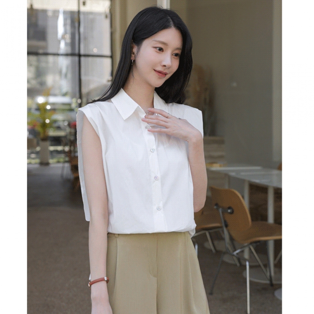 Click & Funny Delaphine キャップスリーブカラーシャツ