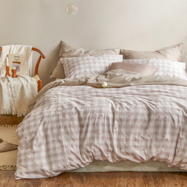 AIREデザイン柄ダウンカバー純綿ツイル無地ベッドカバー