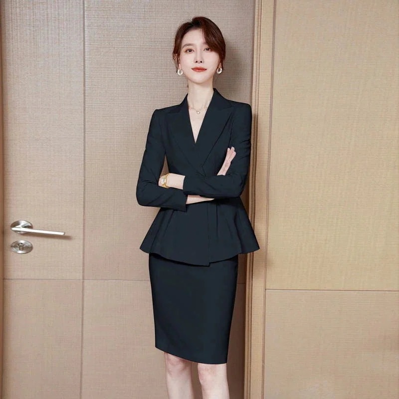 2024入荷韓国ファッションレトロスーツズボンスカートベストキャリアウーマン通勤スーツ着OL職業服春秋スーツスカート二点セット30%までに制限