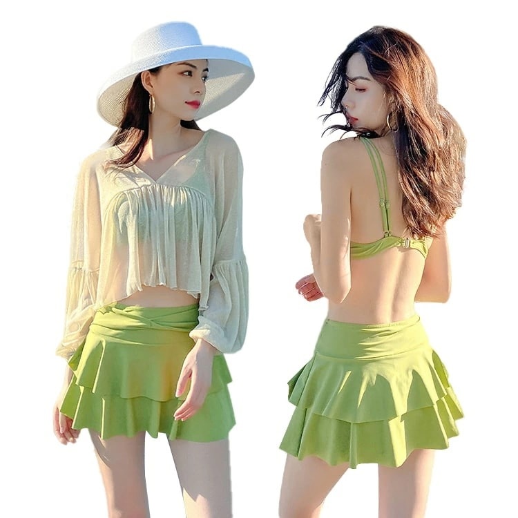 水着 可愛い レディース 体型カバー 水着 タンキニ セパレート 水着 韓国 小胸 ワイヤー 水着 高校生 大学生 露出控えめ みずぎ 長袖 日焼け防止 プール 温泉 ビーチ