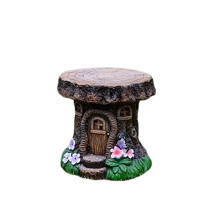 ビンテージ レジン ツリーハウス ガーデンスツール フラワー バタフライ アクセント 円形 アウトドア 像 パティオ 芝生 バルコニー用 イースター 通年 装飾 電気不要 ビンテージ ガーデンデコレー