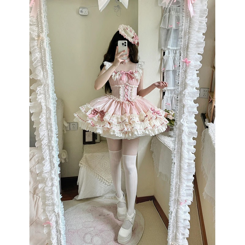 コスプレドレスロリータスカートワンピースピンクが可愛いバレエケーキスカートドレス ロリータ ロリータ Jsk951