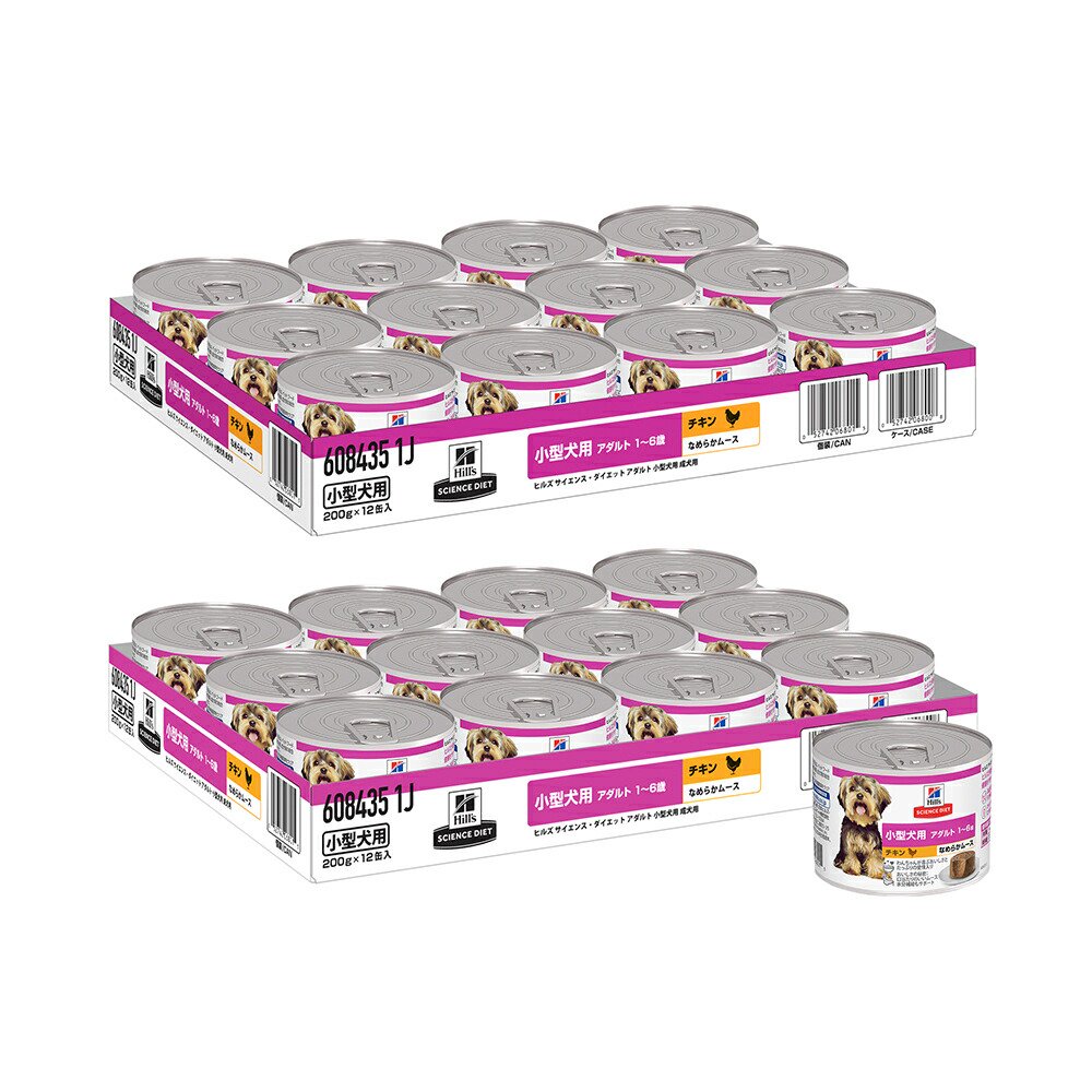 ドッグフード　サイエンスダイエット　ウェット　小型犬用　アダルト　１ー６歳　チキン　なめらかムース　２００ｇX２４　ヒルズ　犬　ＣＲＣ45―08―23―05―20 7,958円