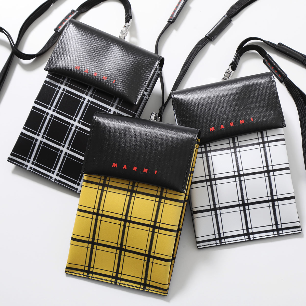MARNI マルニ フォンケース TRIBECA トライベッカ TEMI0004A6 P6052 メンズ チェック柄 ネックポーチ ショルダーバッグ クロスボディ カラー3色