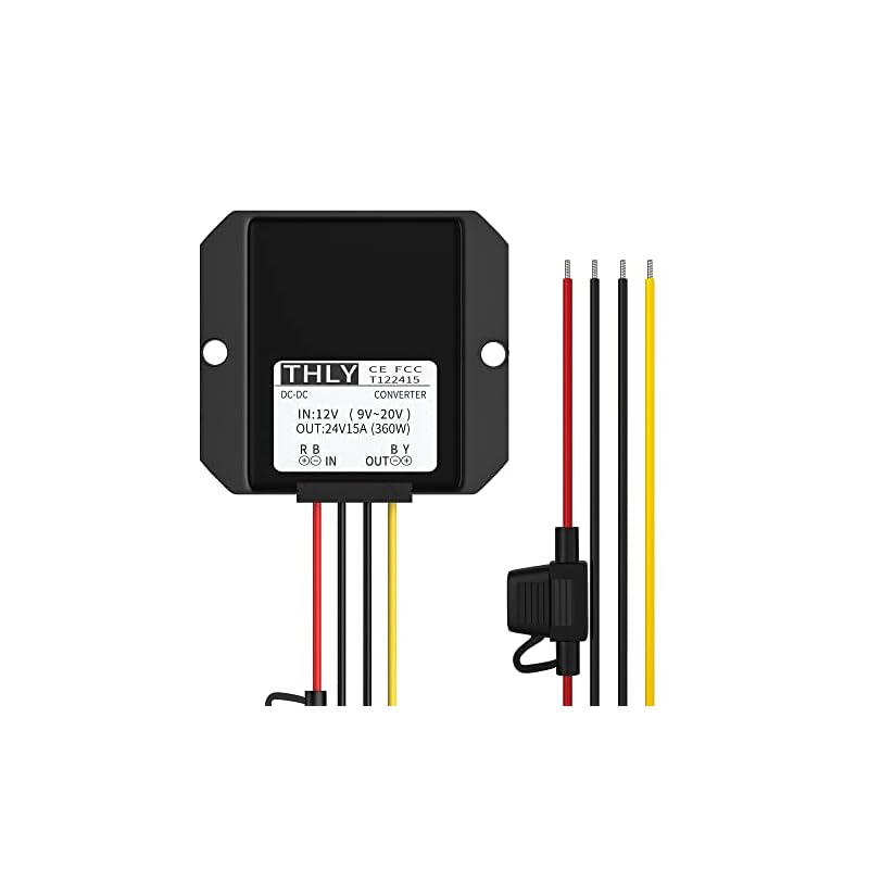 12V24V dcdc コンバーター 昇圧トランス 昇圧15A 360W 電源レギュレータヒューズ付き防水12VレギュレーターゴルフカートLEDライトモータートラック車両ボートなど（DC9-20