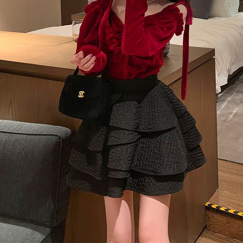 レディース フリルミニスカート ティアードフレアスカート ひざ上丈 ショート丈 春夏 春 夏 秋