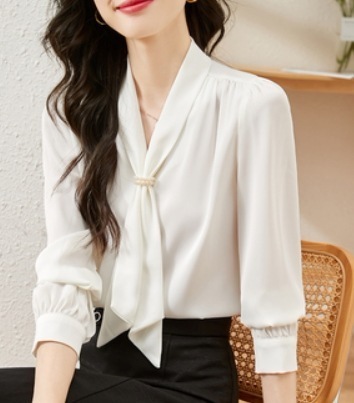 デート モテアイテム シャツ ブラウス 長袖 シフォン リボン 切り替えデザイン 可愛い きれいめ 上品 おしゃれ かっこいい 可愛い ラブリー キュート ガーリー クール モード系 セクシー