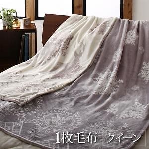 プレミアムな肌触り 北欧柄 ボリュームが選べる毛布布団シリーズ 1枚毛布単品 （発熱わたなし） クイーン ホワイトノエル