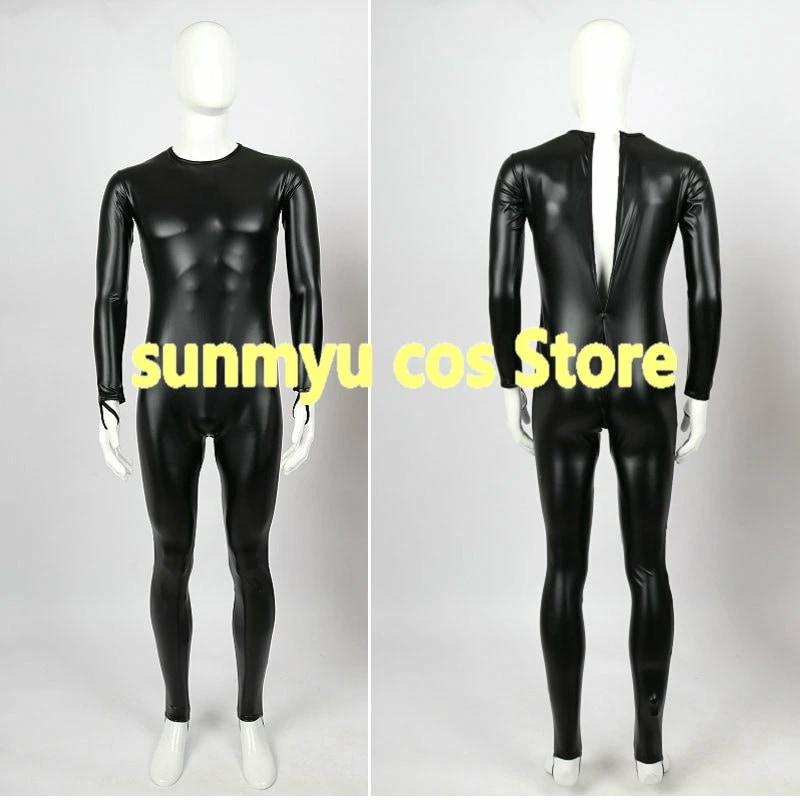 黒い PU生地 ボディースーツ２wayストレッチあり 全身スーツ インナースーツ コスプレ衣装 男性XL
