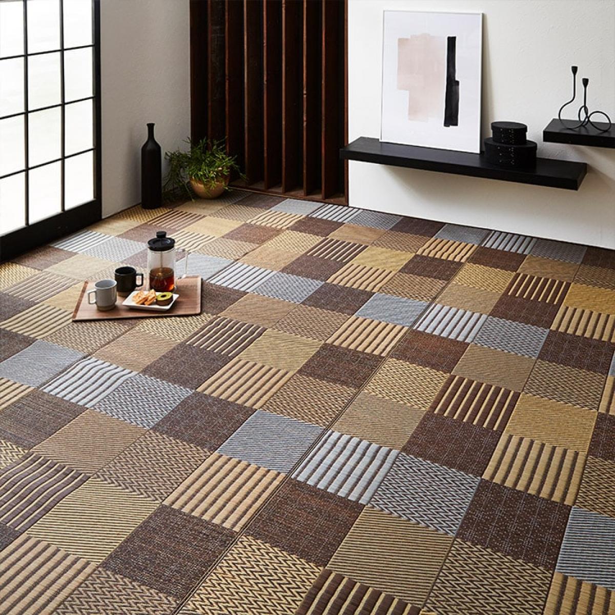 【I】【代引不可】い草ラグ カーペット 京刺子 約191×300cm ブラウン 日本製【北海道・沖縄・離島不可】 12,168円