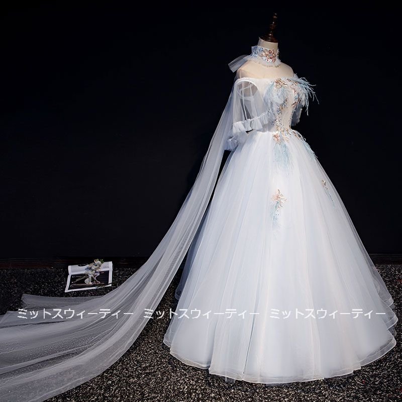 カラードレス ステージ衣装 花嫁ドレス 演奏会 ロングドレス 発表会 コンサート コンクール 舞台衣