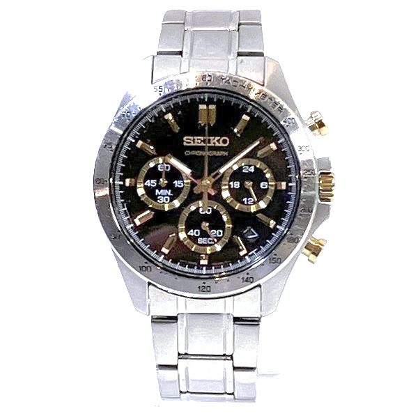 セイコー スピリット 8T63-00D0 クォーツ ブラック×ゴールド文字盤 腕時計【中古】