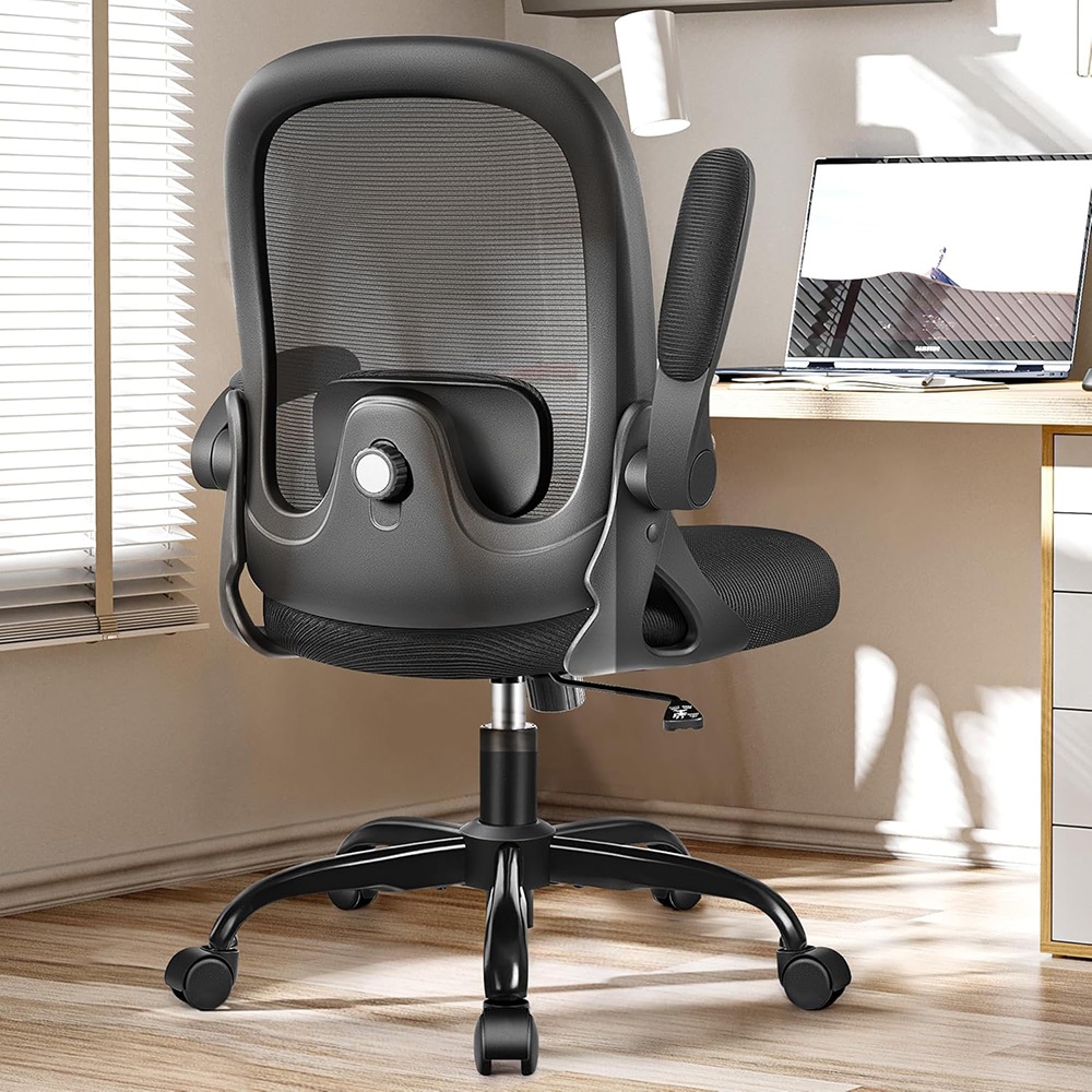 オフィスチェア 疲れない 椅子 デスクチェア メッシュ 人間工学 腰痛対策 跳ね上げ式アームレスト 椅子 可動肘 昇降機能付き チェア 通気性 事務用 静音PUキャスター 360度回転 おしゃれ 黒