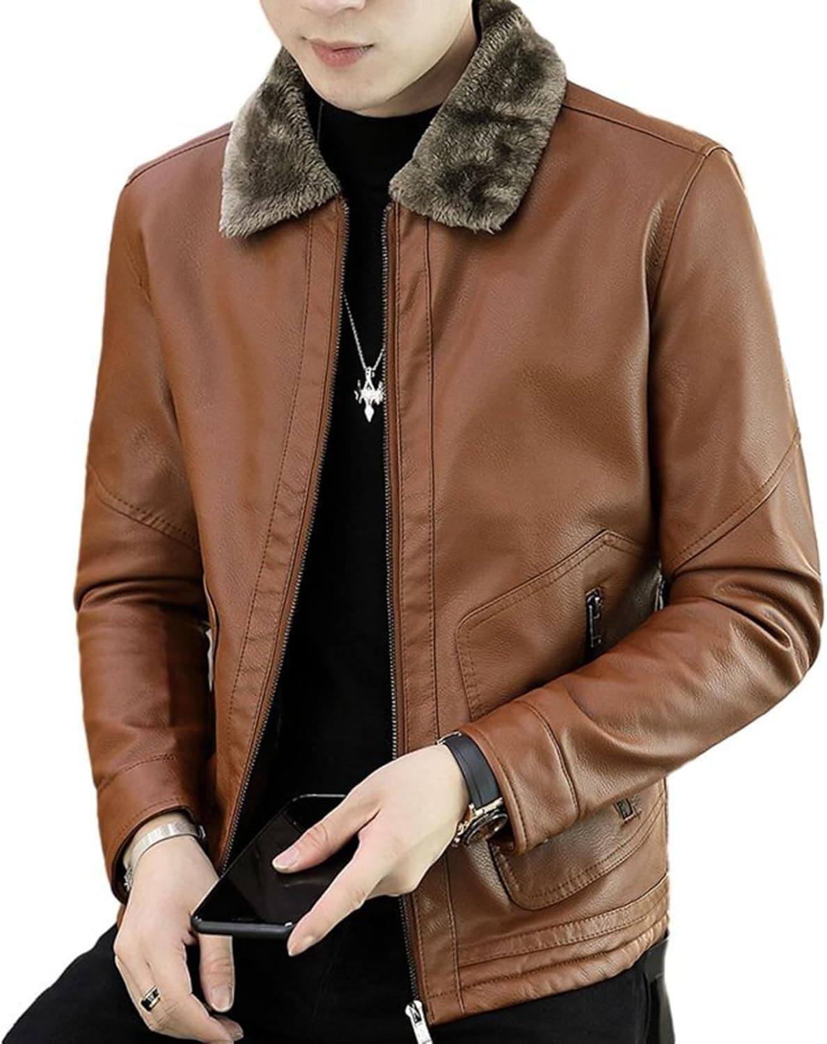 ライダースジャケット 革ジャン PUレザー アウター メンズ 春秋冬 防寒 防風 カジュアル 折り襟 ブルゾン アウトドア バイクジャケット スリム ショート丈 おしゃれ 男性用 パパ服 トップス